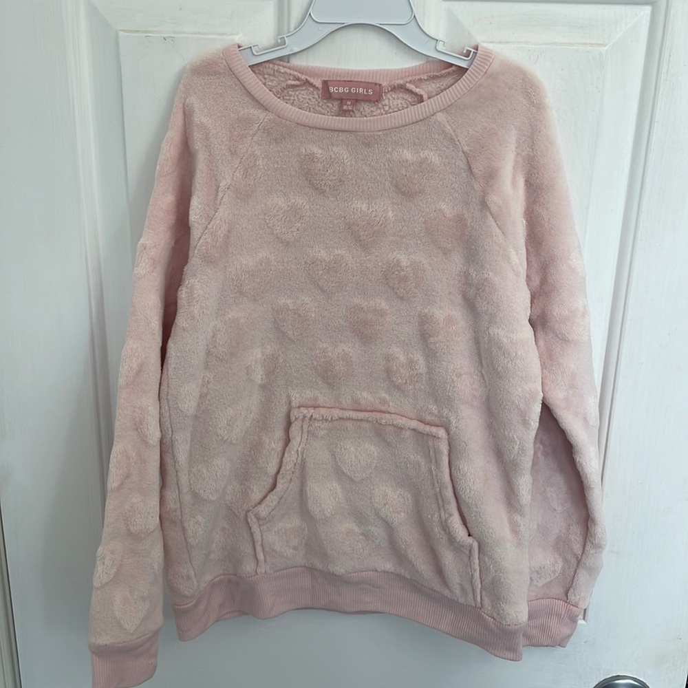 Girls pink super soft blanket material top by BCBG size 10-12